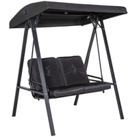 Outsunny - Chaise balançoire d’extérieur couverte 2 places avec coussin amovible et auvent inclinable, noir-Peut accueillir confortablement 2 personnes pour une expérience de détente
