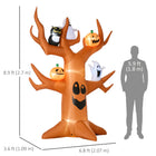 Outsunny - Arbre mort gonflable de 2 - 7 m pour Halloween - décoration de jardin avec lumière LED - marron-La toile en polyester imperméable (certifiée IP44) convient à un usage intérieur et extérieur