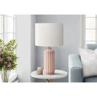 Monarch Specialties - Luminaire - 23 po H Lampe De Table - Céramique Rose - Abat-Jour Ivoire / Crème - Contemporain - Moderne-L'interrupteur pratique à bouton rotatif marche/arrêt fonctionne avec une ampoule standard de 100 W (non incluse), pour éclairer et illuminer un salon, une chambre à coucher ou un bureau dans une ambiance accueillante