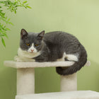 PawHut - Escalier pour animaux à 4 marches avec poteau à griffer recouvert de tapis - blanc crème-Matériau : panneau de particules, molleton berbère 