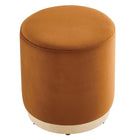 Modway - Tilden Velours rond de performance de 16" Rembourré Ottoman - Rouille naturelle-Arrivée entièrement assemblée