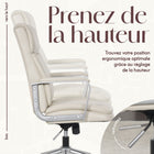 Elle Décor - Fauteuil de bureau Ellegant IVY - 25 1/2 po l x 29 po P x 40 3/4 po à 44 1/2 po H - Ivoire-Garantie limitée du fabricant de 1 an