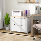 HOMCOM - Armoire latérale à dossiers avec serrure - blanc-Plateau adapté aux imprimantes, scanners ou objets personnels 