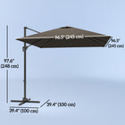 Outsunny - Parasol suspendu carré de patio 8 pi L x 8 pi l avec rotation à 360°, beige-Mât en aluminium et huit baleines en acier avec revêtement en poudre soutiennent une toile en polyester 200g résistante aux UV pour des années d’utilisation agréable  
