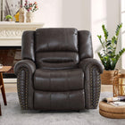 Ebello - Chemika Fauteuil inclinable manuel grand format classique de 40,9 po avec rembourrage ultra-doux et clous décoratifs, brun foncé-Couleur de la chaise : marron