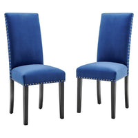 Modway - Parcel Performance Velvet Fauteuils d’accompagnement à manger Ensemble de 2 - Marine-Chaise d’accent moderne