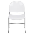 Flash Furniture - Chaise ultra-compacte empilable blanche de la série HERCULES avec une et cadre enduit de poudre argentée-Ensemble de 5 chaises empilables polyvalentes