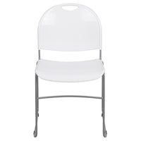 Flash Furniture - Chaise ultra-compacte empilable blanche de la série HERCULES avec une et cadre enduit de poudre argentée-Ensemble de 5 chaises empilables polyvalentes