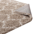 Modway - Solvea Treillis marocain Tapis Shag de 8 pi l x 10 pi L - Beige et ivoire-Haute densité / Tissé à la machine