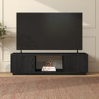 Hudson&Canal - Meuble TV Dorian pour téléviseurs jusqu'à 65 pouces - Grain noir-Fabriqué à partir de matériaux MDF robustes dans une finition blanche en aulne fabriquée à la main