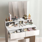 HOMCOM - Coiffeuse avec miroir - 29,5 po L x 15 po l x 53,1 po H - blanc-Couleur : Blanc 