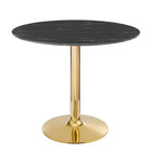 Modway - Verne 35 po Marbre artificiel Table à manger, Or Noir-Table à manger moderne