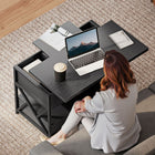 HOMCOM - Table basse relevable avec compartiments cachés - noir-La surface en mélamine résiste à l'eau, aux rayures et aux taches pour un nettoyage facile