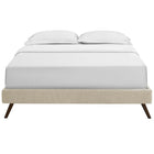 Modway - Loryn Tissu Cadre de lit queen avec pieds ronds et écartés, Beige-Glissements au pied sans marquer