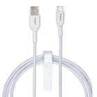 Staples - TECH Câble de chargement USB-C vers USB-A - 3,3 pi - blanc-Câble tressé durable et anti-enchevêtrement testé pour résister à jusqu’à 5 000 torsions