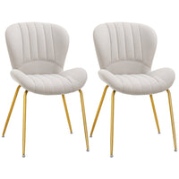 HOMCOM - Chaises de salle à manger avec dossier rembourré - blanc crème - lot de 2-Un ensemble de 2 à utiliser lors d’un dîner ou d’une conversation