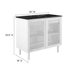 Modway - Calla 36" perforé Métal Vanette de salle de bain - Noir Blanc-Stratifié à grain de bois
