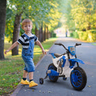 Aosom - moto électrique dirt bike pour enfants 12v, moto électrique à batterie - bleu-Deux roues lisses et système de double absorption des chocs 