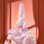HOMCOM - Snow Flocked Pencil Artificial Christmas Tree with Steel Base Pink-Construction à charnière/conception en sections/branches s'ouvrant automatiquement pour une installation rapide 