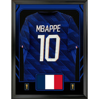 Frameworth - Coupe du Monde FIFA 2026 Officielle France Kylian Mbappe Cadre Réplique de Maillot - 25,75 po x 33,75 po-Présentoir encadré de réplique de maillot sous licence officielle de la Coupe du Monde FIFA 2026 mettant en vedette Kylian Mbappe.