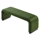 Modway - Koda Performance Velvet Banc long de la chute d’eau - Vert mousse noire-Assemblée requise