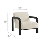 Modway - Sereno Boucle Chaise d’accent - Noir crème-Accoudoirs arrondis en bois massif