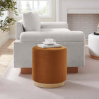 Modway - Tilden Velours rond de performance de 16" Rembourré Ottoman - Rouille naturelle-Socle en caoutchouc