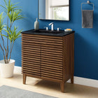 Modway - Render 30" Vanette de salle de bain - Noir noyer-Étagère de rangement réglable