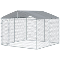 PawHut - Chenil pour chien extérieur 9,8 pi L x 9,8 pi l x 7,7 pi H avec toit, enclos pour chien avec housse imperméable résistante aux UV-Chenil fermé pour chien offrant amplement d'espace pour que votre animal puisse faire de l'exercice et jouer 