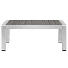 Modway - Shore Terrasse extérieure Aluminium Table basse - Gris argenté-Capuchons de pied en plastique noir sans marque