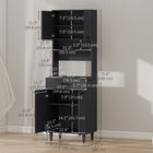 HOMCOM - Armoire de cuisine 71 po, buffet, vaisselier et support à micro-ondes - noir-Chaque armoire comprend une étagère fixe 