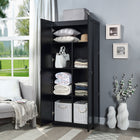 Manhattan Comfort - Placard de rangement moderne Hopkins 29,61 po à 7 étagères - Noir-Style de porte à ouverture à 90° avec charnière de porte européenne à fermeture douce