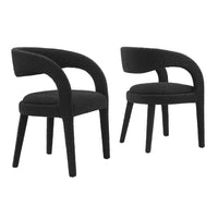 Modway - Pinnacle Boucle Tapis Chaise à manger Ensemble de 2 - Noir-Ensemble de chaises de salle à manger modernes