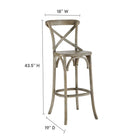 Modway - Gear Tabouret de bar - Gris-Construction en bois d’orme