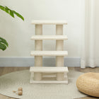 PawHut - Escalier pour animaux à 4 marches avec poteau à griffer recouvert de tapis - blanc crème-Couleur : blanc crème 