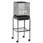 PawHut - Cage à oiseaux 44 po H avec accessoires, roulettes, support amovible, rangement - noir-Enclos pour oiseaux avec suffisamment d'espace pour les petits oiseaux tels que les pinsons et les perruches 