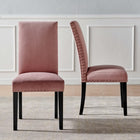 Modway - Parcel Performance Velvet Fauteuils d’accompagnement à manger Ensemble de 2 - Rose poussiéreuse-Rubberwood Legs