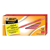BIC – Stylos à bille économiques RoundStic – 1,0 mm – rouge – paquet de 12  -
Un paquet de 12 stylos-bille rouges BIC Round Stic Extra Valeur