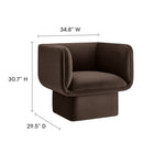 Modway - Tate Performance Velvet Chaise d’accent - Marron chocolat-Siège fixe et coussin de dossier