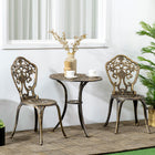 Outsunny - Ensemble bistro de jardin 3 pièces avec trou pour parasol, bronze-La table comporte un trou central pour le parasol afin de garder le soleil loin des yeux et du corps 
