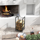 Outsunny - Porte-bûches extérieur- support à bois- noir-Assemblage requis 