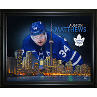 Auston Matthews 16x20 Skyline impression Toronto Maple Leafs - Impression encadree - 20" x 16"-Qualité supérieure - virtual frames
