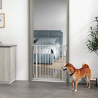 PawHut - Porte pour chien extra large 30"- 34" L avec système de verrouillage double - Blanc-Peut être ouverte d'une seule main – appuyez et soulevez le bouton