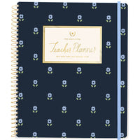 Emily Ley Simplified - Agenda scolaire hebdomadaire/mensuel pour enseignants 2026-2027 - 11 po H x 9 po l - Navy Floral - anglais-12 mois avec onglet : juillet 2026 à juin 2027