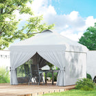 Outsunny - Tente auvent d'extérieur pliante 10 pi l x 10 pi L avec 4 parois latérales - Blanc-Toile Oxford résistante avec revêtement argenté bloquant la plupart des rayons nocifs