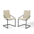 Modway - Pitch Tissu rembourré Fauteuil à manger Ensemble de 2 - Noir beige-Chaise de salle à manger moderne