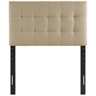 Modway - Emily Tissu rembourré Tête de lit jumelée, Beige-Cadre en panneaux de fibres et contreplaqué