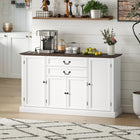 HOMCOM - Buffet de style ferme 57,9 po L avec station de charge - grain de bois blanc-Deux tiroirs et trois placards permettent de ranger proprement tasses, collations, couverts et plus encore 