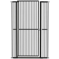 PawHut - Barrière pour Chat Extra Haute 59" L, Porte pour Animal 30"-41" - Noir-Hauteur de 59 po (150 cm) empêche la plupart des chats de sauter par-dessus