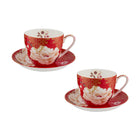Maxwell & Williams Tasse et soucoupe Kimono Rouge 300 ml - Pack de 2-Fabriqué en porcelaine fine